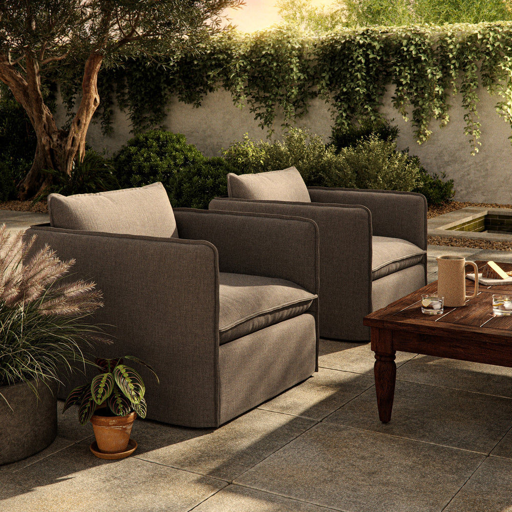Andre Outdoor Swivel Chair in Alessi Fawn