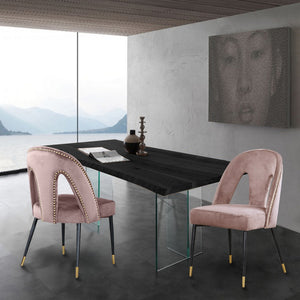 Kimberly Dining Chair In Pink Velvet