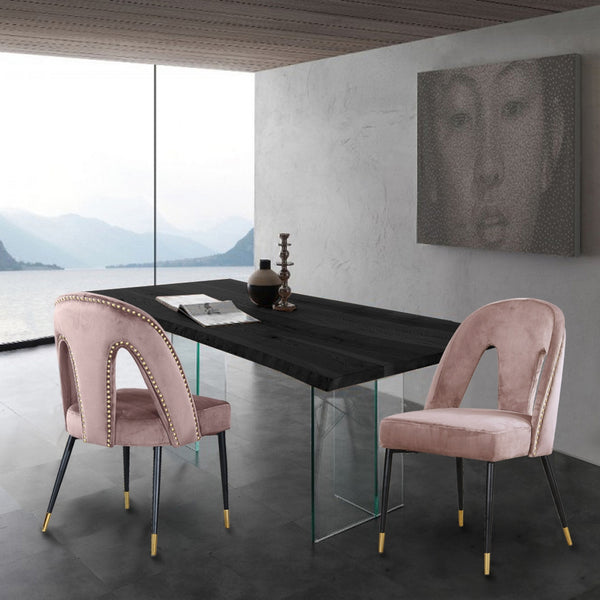 Kimberly Dining Chair In Pink Velvet