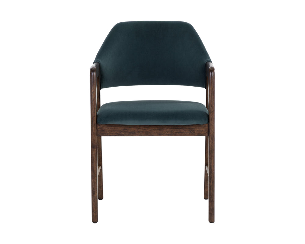 MILTON DINING ARMCHAIR - SMOKE ACACIA - MEG DUSTY TEAL