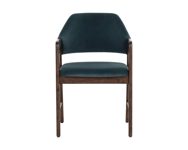 MILTON DINING ARMCHAIR - SMOKE ACACIA - MEG DUSTY TEAL