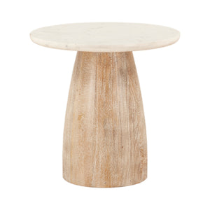 Palm Springs 48" Round Side Table, Mod Base, White Marble