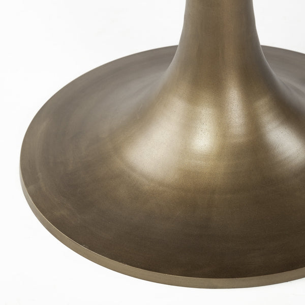 McLeod II 54 L x 54 W x 28.75 H Round Brown Solid Wood Top Gold Metal Base Dining Table