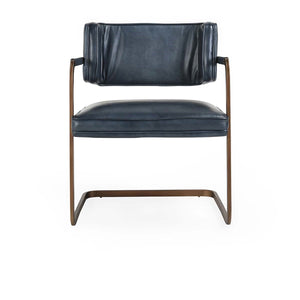 Fonda Leather Dining Chair in Ocean Blue