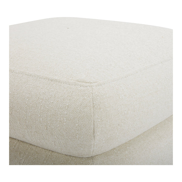 Lowtide Ottoman in Warm White Textured Fabric