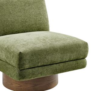 Zenda Chenille Swivel Accent Chair w/ Wooden Base, Millburry Green