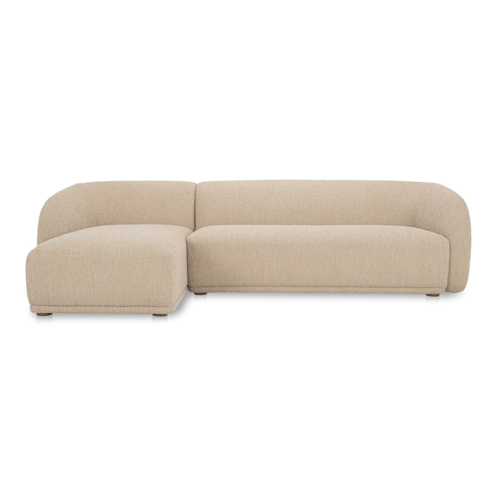 Faye Left Sectional in Beige Boucle with Curved Back