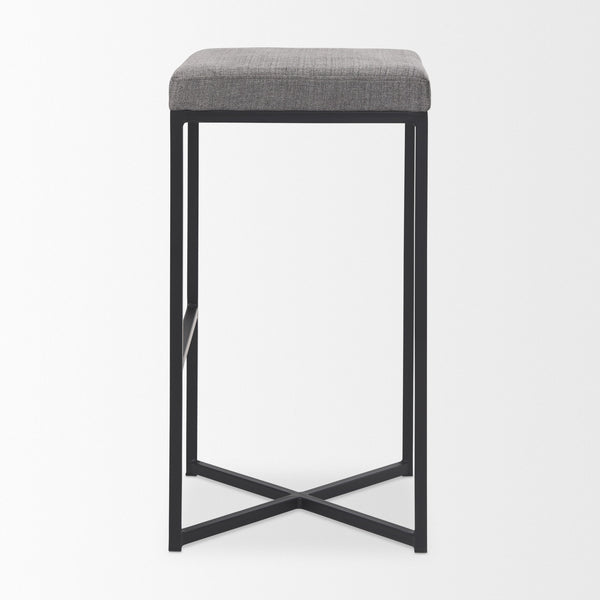 Frodo 16.5L x 16.5W x 29.75H Gray Fabric Seat W/Black Iron Frame Bar Stool