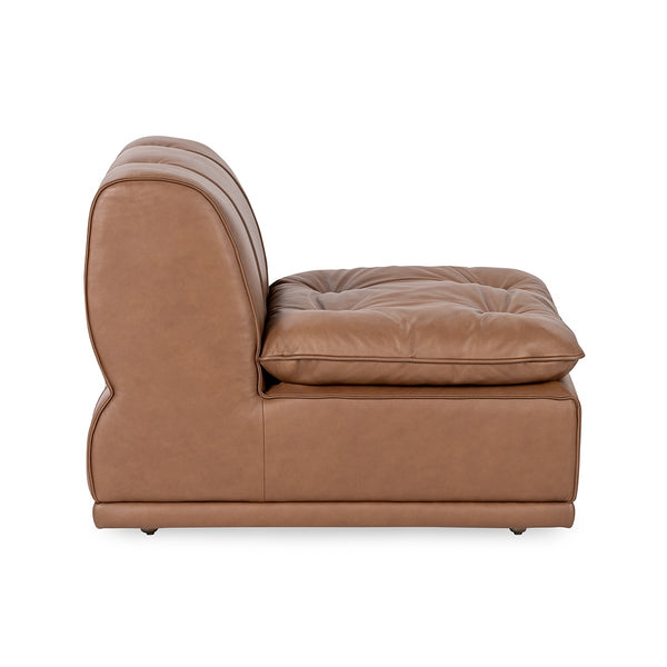 Haven Leather Armless Chair in Toffee Brown