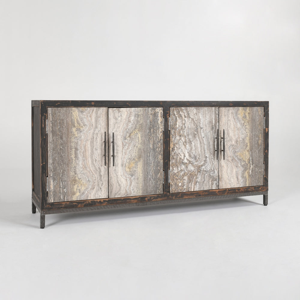 Lisbon Solid Wood Cabinet with Reclaimed Pine - Weathered Black