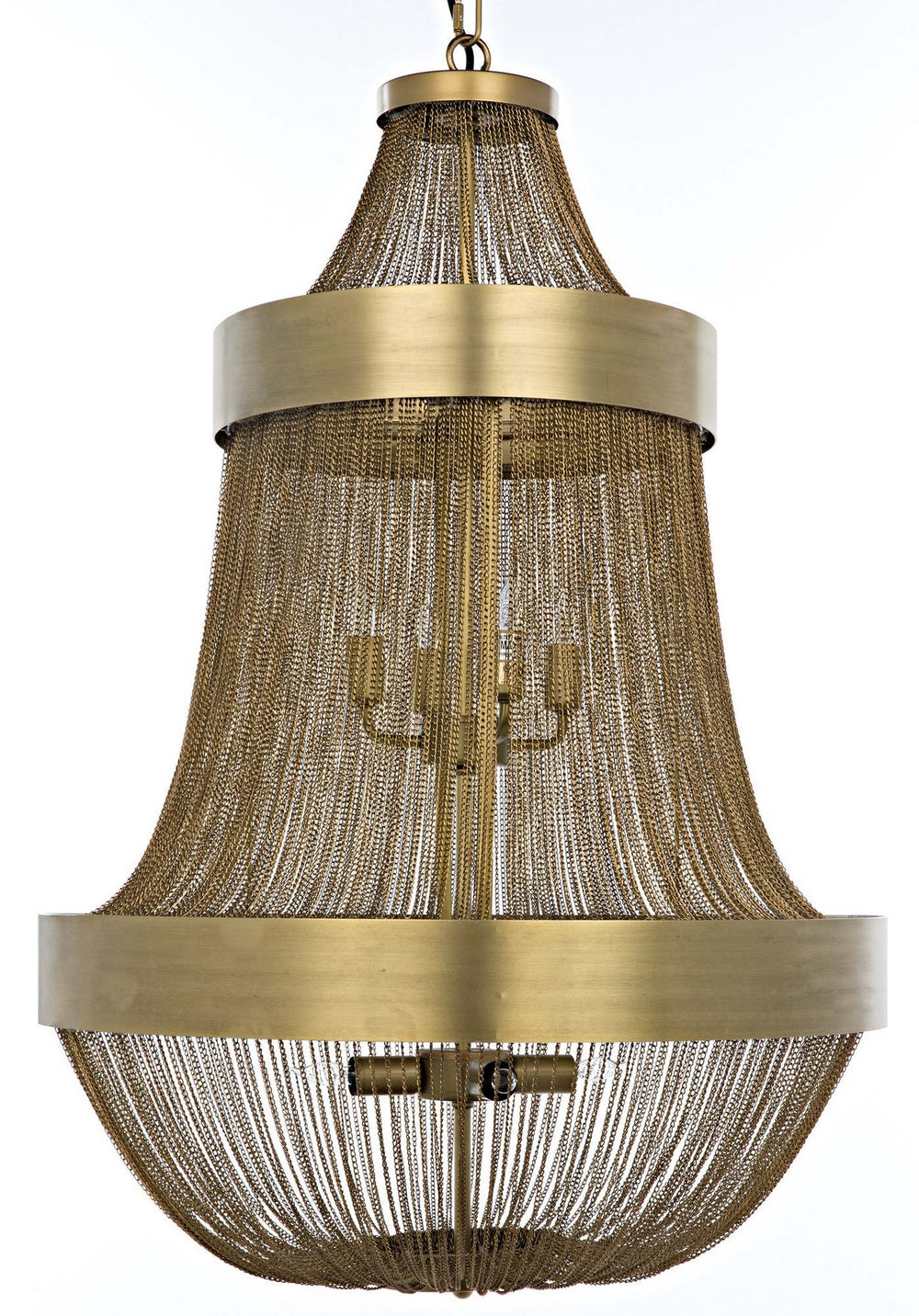 Pavilion Chandelier, Metal with Brass Finish