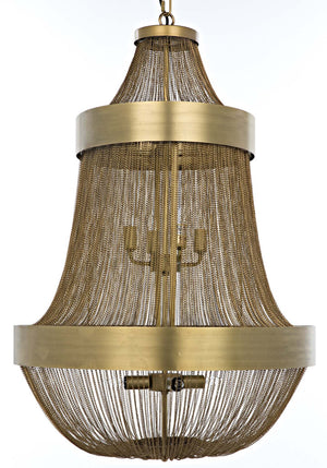 Pavilion Chandelier, Metal with Brass Finish