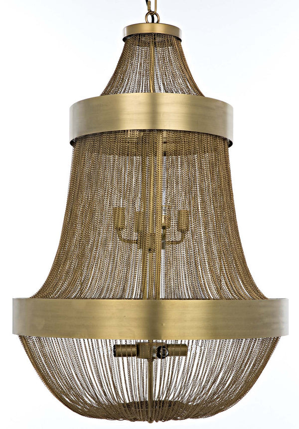 Pavilion Chandelier, Metal with Brass Finish