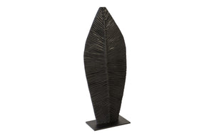  Carved Leaf on Stand, Burnt, Small