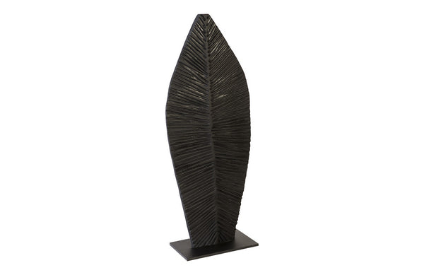  Carved Leaf on Stand, Burnt, Small