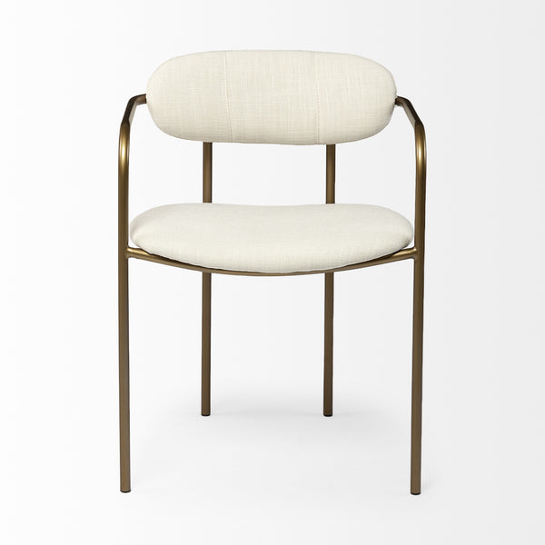 Parker I Cream Fabric Seat Gold Metal Frame Dining Chair