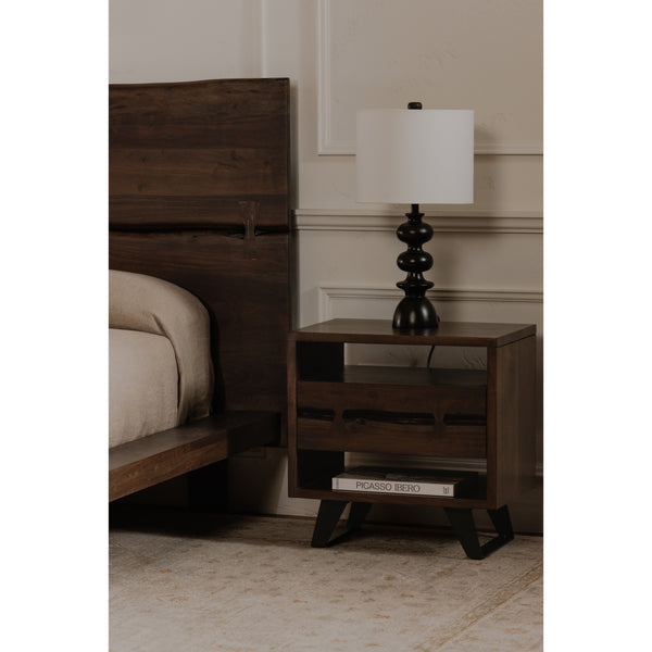 Madagascar Nightstand in Dark Brown Acacia
