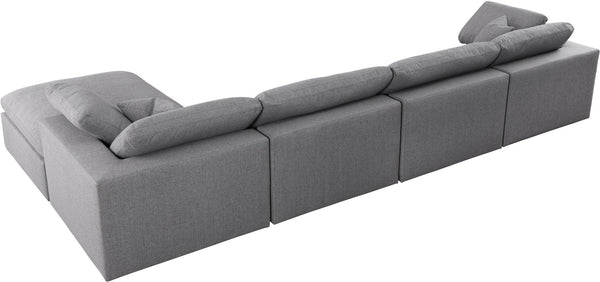 Carmen Cloud Modular Sectional In Grey Linen Fabric