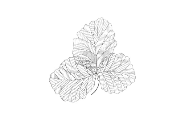 Tri Leaf Wall Art, Smallall, Metal, Silver/Black