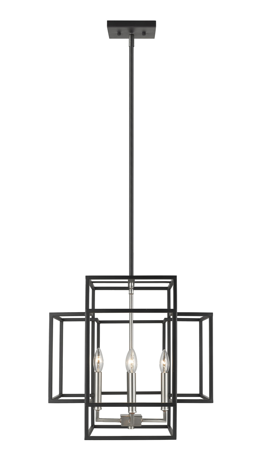Titania 4 Light Pendant in Black + Brushed Nickel Finish