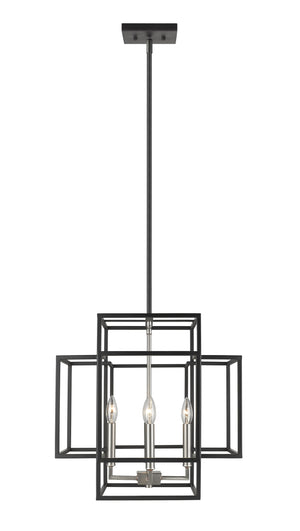 Titania 4 Light Pendant in Black + Brushed Nickel Finish