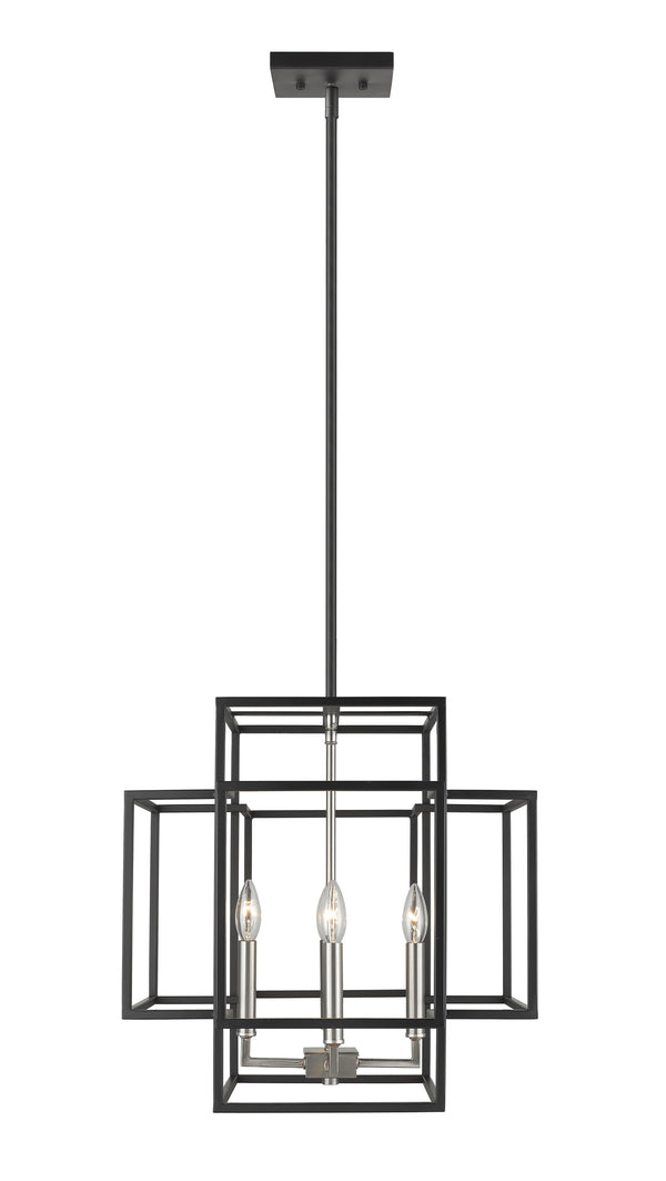 Titania 4 Light Pendant in Black + Brushed Nickel Finish