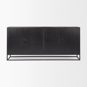 Sloan 80.0L x 17.0W x 36.0H Black Wood W/Black Metal Frame Sideboard