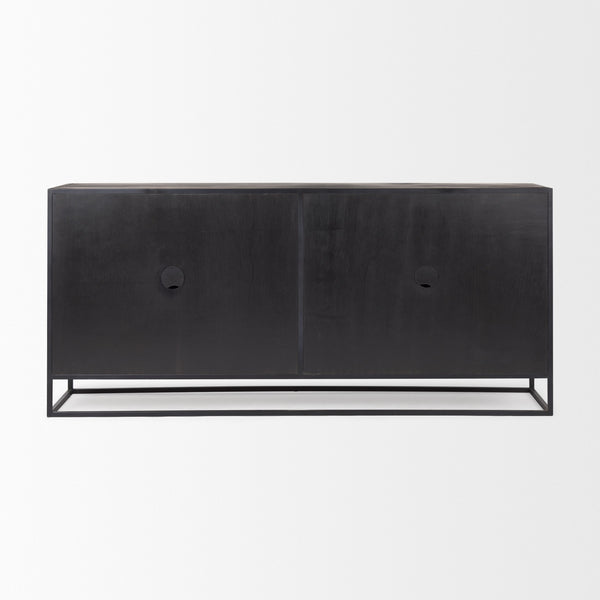 Sloan 80.0L x 17.0W x 36.0H Black Wood W/Black Metal Frame Sideboard