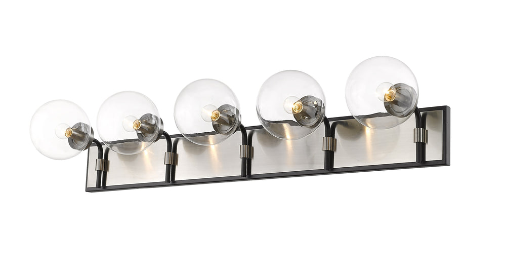 Parsons 5 Light Vanity in Matte Black + Brushed Nickel Finish