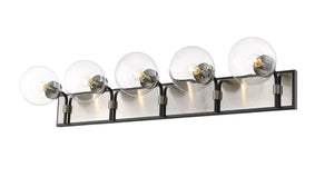Parsons 5 Light Vanity in Matte Black + Brushed Nickel Finish