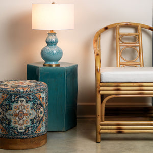 Porto Ceramic Indoor/Outdoor Side Table-Large, Azure