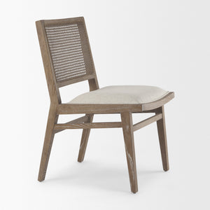 Wynn 20.5L x 24.6W x 34.1H Cream Upholstered Fabric W/Brown Wood Dining Chair