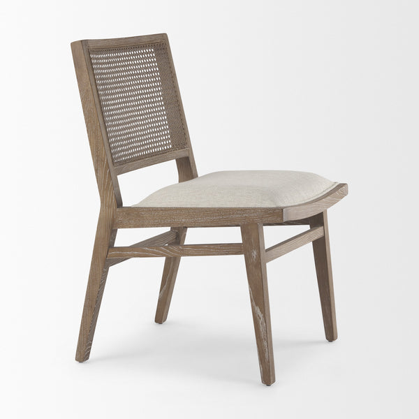 Wynn 20.5L x 24.6W x 34.1H Cream Upholstered Fabric W/Brown Wood Dining Chair