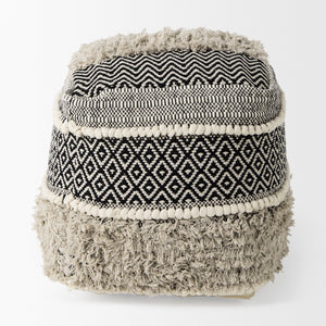 Darika 16.0L x 16.0W x 16.0H Black/White/Gray Cotton Pouf