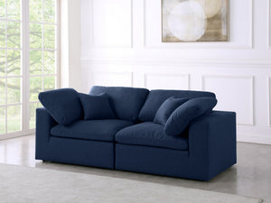 Carmen Cloud Modular Sofa In Navy Linen Fabric
