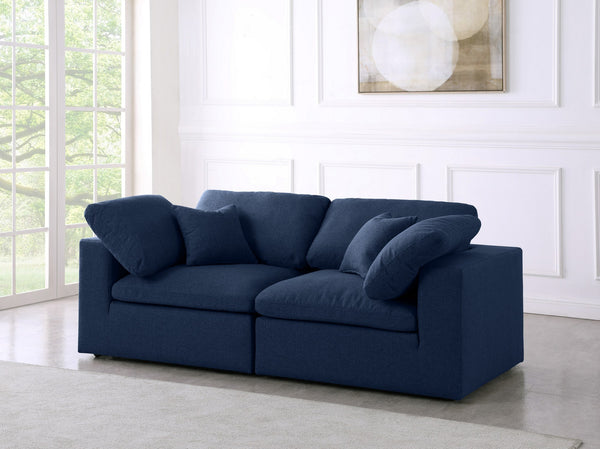 Carmen Cloud Modular Sofa In Navy Linen Fabric
