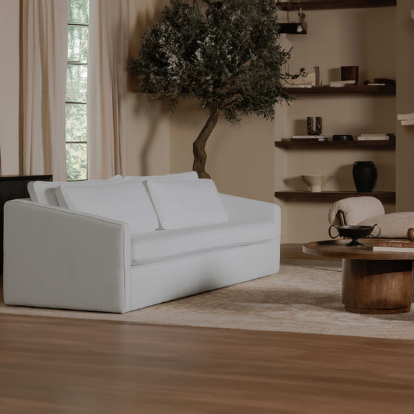 Phoebe Ivory Sofa with Tapered Arms & Feather Seat