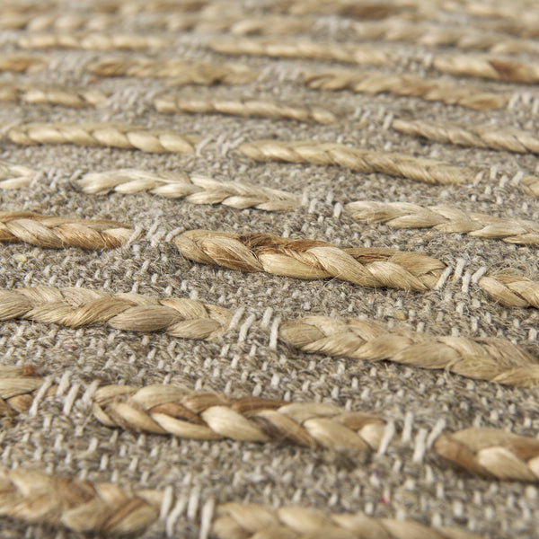 Binita  16.0L x 16.0W x 16.0H  Gray/Brown Hemp Wool and Cotton Pouf