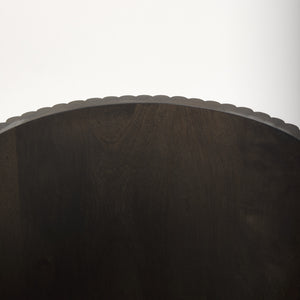 Terra 18L x 18W x 22H Dark Brown Wood Fluted Round Side Table