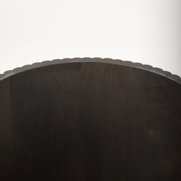 Terra 18L x 18W x 22H Dark Brown Wood Fluted Round Side Table
