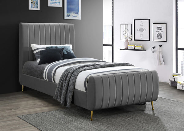 Marcos Twin Bed In Grey Velvet