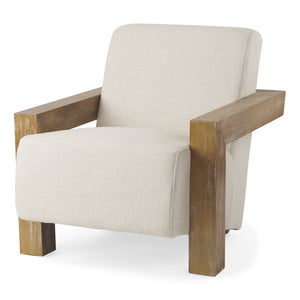 Sovereign Beige Fabric Seat and Wood Frame Accent Chair