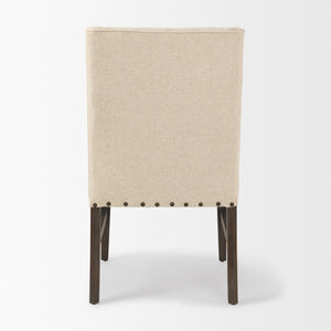 Kensington I  Cream Fabric and Solid Wood Dining Chair