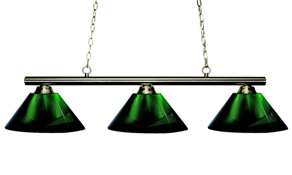 Sharp Shooter 3 Light Billiard Light in Brushed Nickel Finish