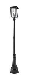 Seoul 2 Light Outdoor Post Mounted Fixture in Black Finish