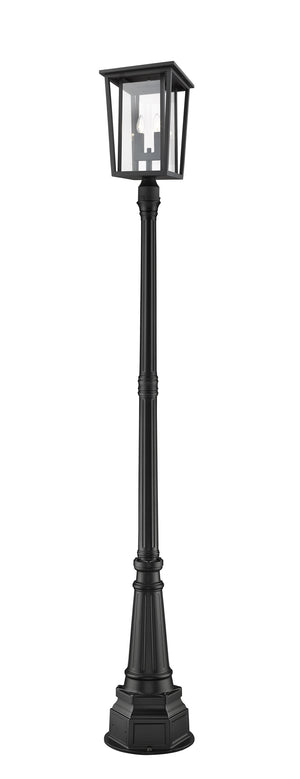 Seoul 2 Light Outdoor Post Mounted Fixture in Black Finish