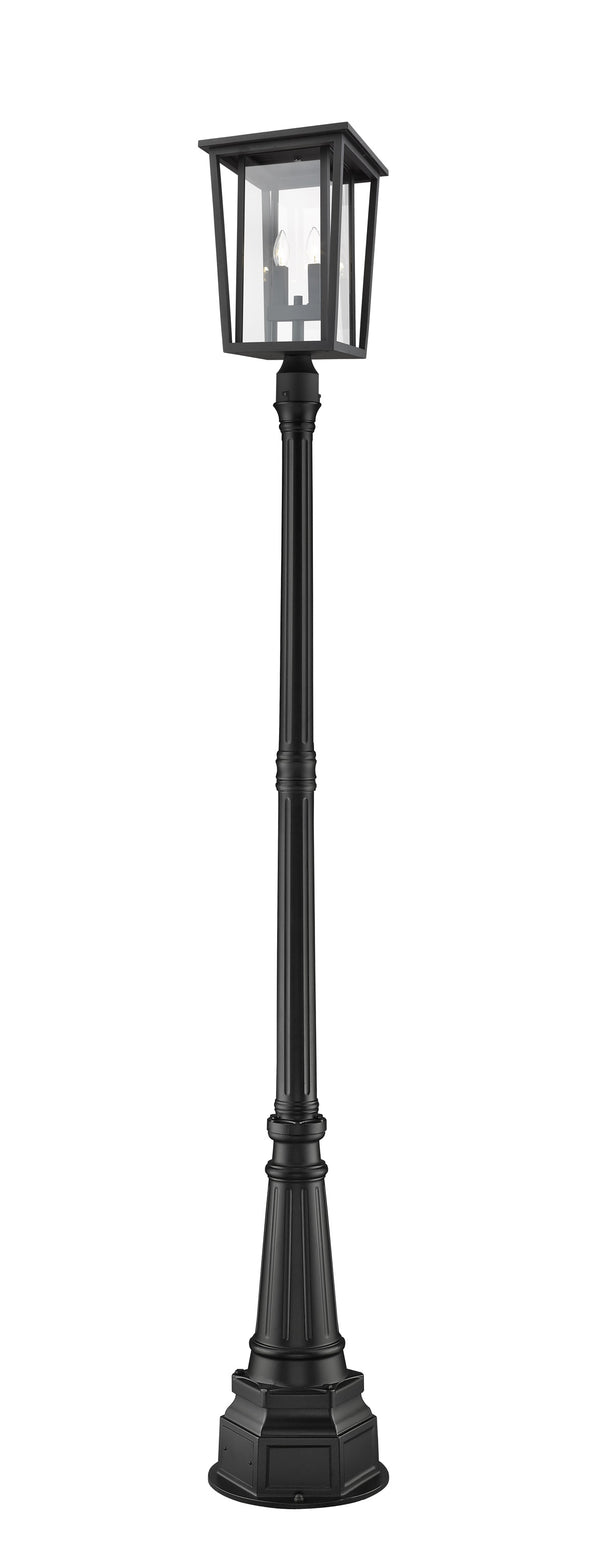 Seoul 2 Light Outdoor Post Mounted Fixture in Black Finish