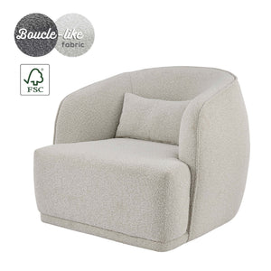 Steward Fabric Swivel Accent Chair In Boucle Beige