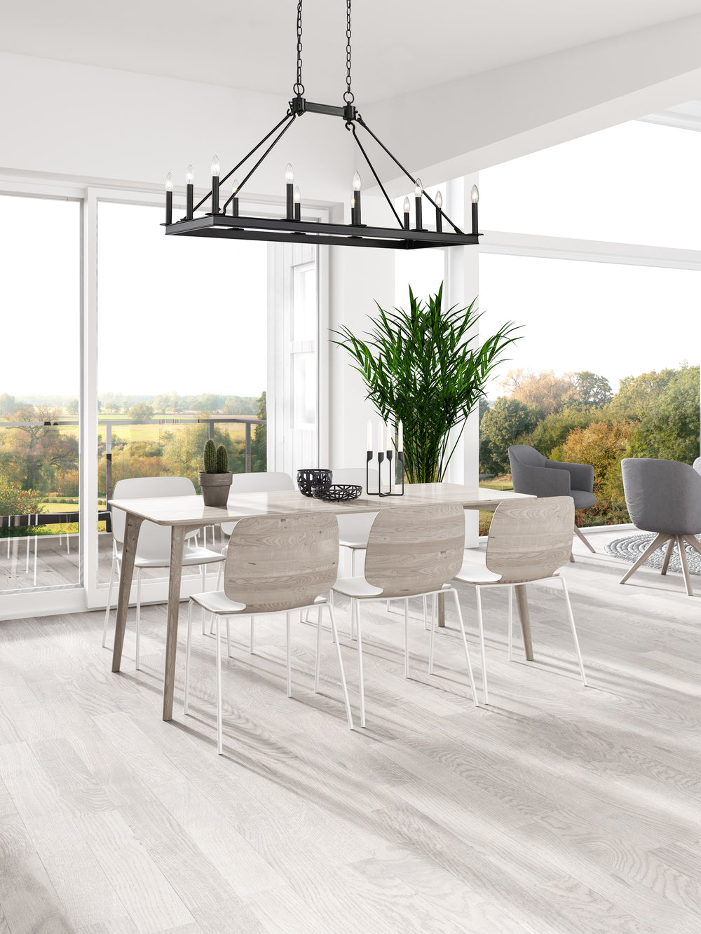 Barclay 12 Light Island/Billiard in Matte Black Finish