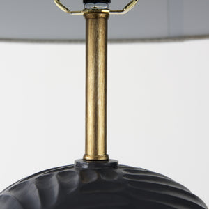Quinn 18.0L x 18.0W x 28.8H Navy Base W/Beige Fabric Shade Table Lamp